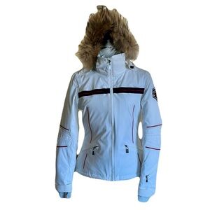 Toni Sailer Insulated Ski Jacket with real fur trimmed hood White Ski Winter